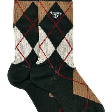 Prada Women Argyle Logo Socks