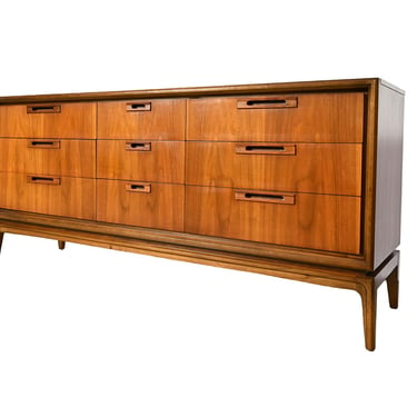 Walnut Long Dresser United Furniture  Mid Century Modern 