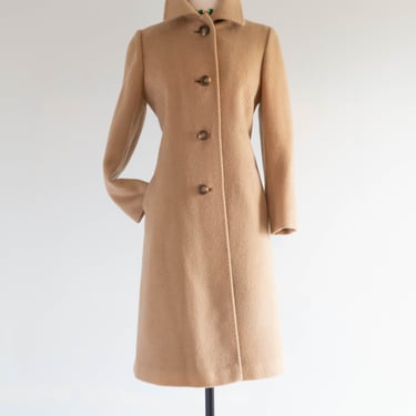 Vintage 1960's Camel Colored Tailored Wool Overcoat / Medium