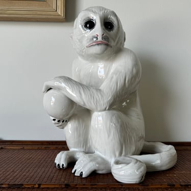 Vintage Italian Glazed Ceramic Monkey 