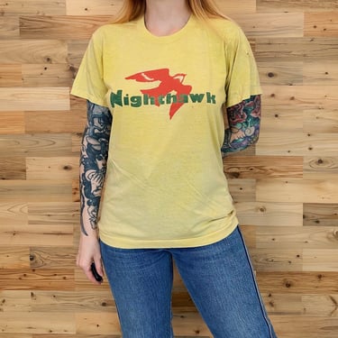 80's Vintage Soft Paper Thin Nighthawk Vintage Tee Shirt T-Shirt 