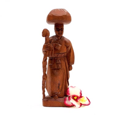 VINTAGE: Hand Carved Asian Wood Figurine - Statue Wood Carving - SKU 28-C2-00015764 