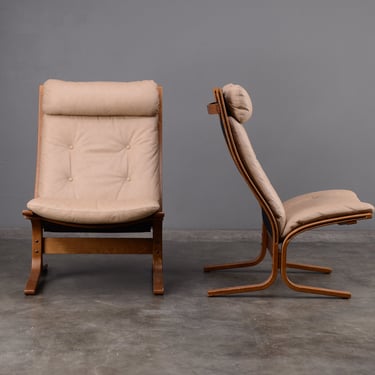 Mid Century Siesta Lounge Chair Beige Leather Ingmar Relling 