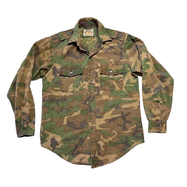 Vintage 1970s/1980s EDDIE BAUER "Desert Cloth" Camouflage Shirt ~ size M ~ ERDL Camo ~ Rip-Stop Camouflage Poplin 