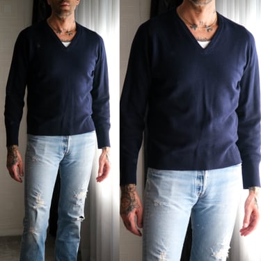 Vintage 60s PENDLETON Deep Navy Blue Cashmere V-Neck Sweater | Made in USA | 100% Cashmere | 1960s PENDLETON Designer Navy Cashmere Sweater 