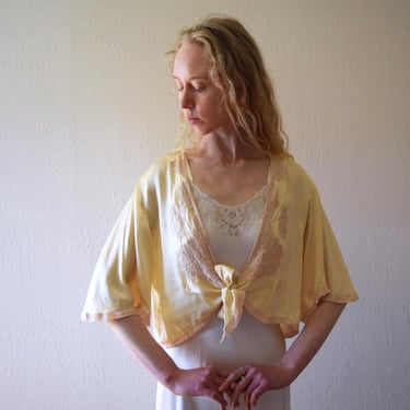1930s silk satin and lace bed jacket . vintage 30s lingerie 