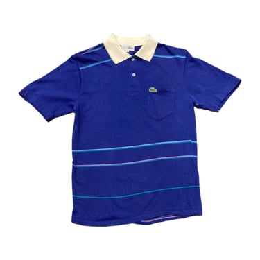 (S) Blue Minimal Striped Lacoste Polo Shirt 081622 JF