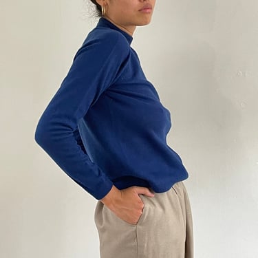 50s cashmere mockneck sweater / vintage royal blue cashmere raglan sleeve mockneck back zip sweater | S M 