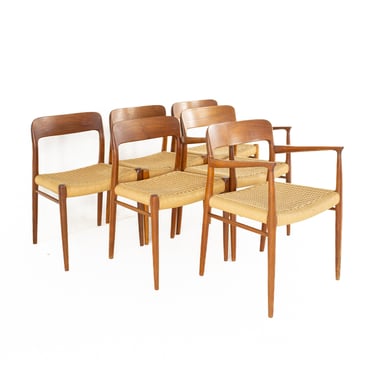 Niels Otto Moller Model 75 Mid Century Danish Teak Roped Dining Chairs - Set of 6 - mcm 