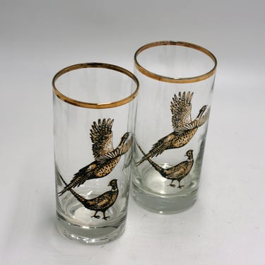 vintage Libby Pheasant Game Bird Glasses 