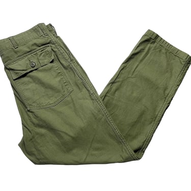Vintage 1960s US Army OG-107 Cotton Field Trousers / Pants ~ measure 34 Waist ~ Vietnam War ~ Button-Fly ~ 