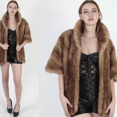 Fur Back Collar Mink Stole / Vintage 60s Luxurious Mink Fur Shawl / Womens Real Authentic Wrap / Natural Bridesmaids Shrug 