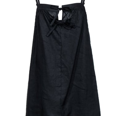 Reformation - Black Sleeveless Linen “Winifred” Shift Dress w/ Ties Sz 8