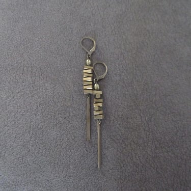 Bronze earrings, abstract minimalist modern earrings, industrial earrings, unique monochromatic earrings 