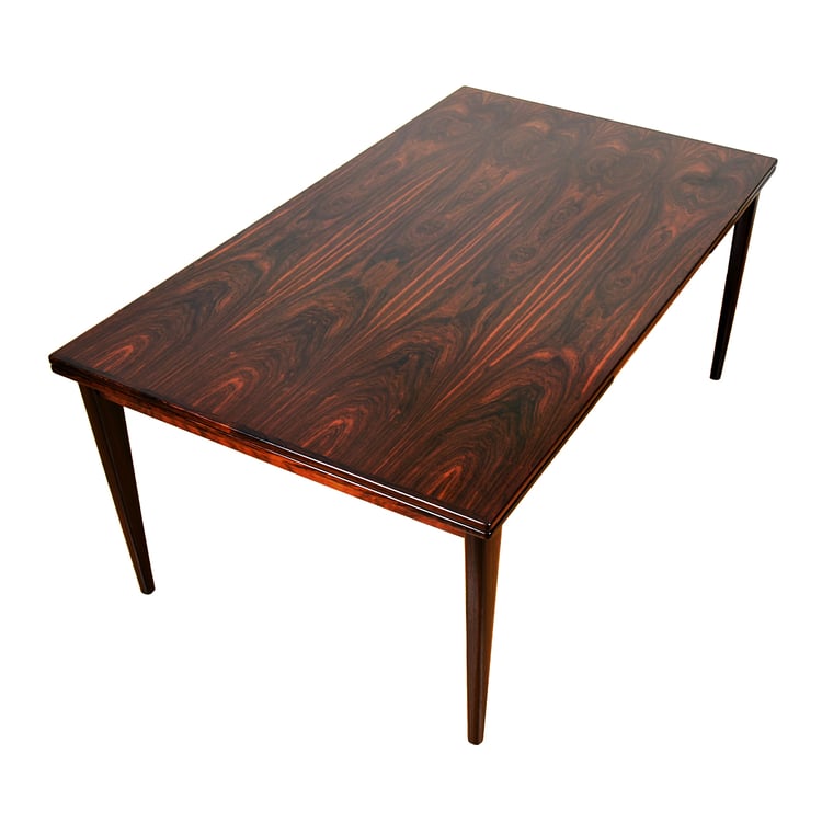 The Colossal — Danish Rosewood Expanding Rectangular 71″ – 117″ Dining Table &#8212; Stunning Grain!
