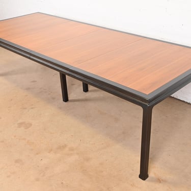 Edward Wormley for Dunbar Walnut and Ebonized Extension Dining Table, Newly Refinished