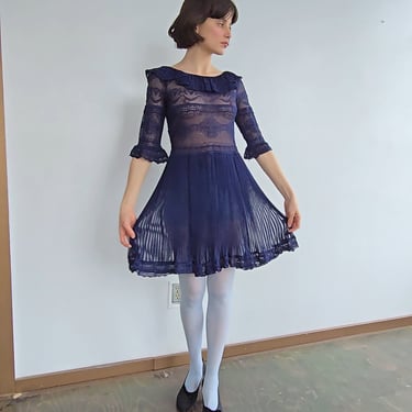 Alberta Ferretti Blue Lace Dress (S)