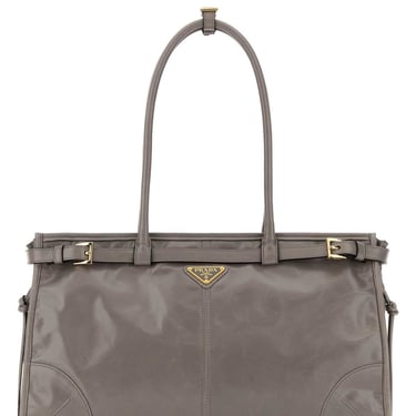 Prada Women Grey Leather Shoulder Bag