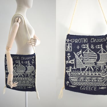 1970s/80s Epirotiki Greek Cruises Tapestry Shoulder Bag 