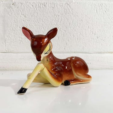 Vintage Ceramic Baby Deer Figurine Doe Nursery Room Children's Kid's Decor Made in Japan 1960s 1950s Cute Kitsch Kawaii 