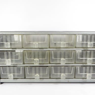 Vintage Industrial Gray Metal Drawers -  Haz-Bin Jr. Metal Plastic Drawers Cabinet 