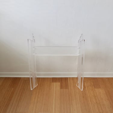 Rectangular Lucite Acrylic Clear Frosted Cascading Console Table Desk Base Vintage Mid Century Modern 