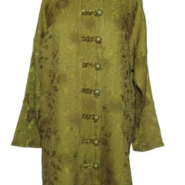 Kimono Jacket, Vintage Uru Kristine St Rrik, Olive Green Silk Blend 