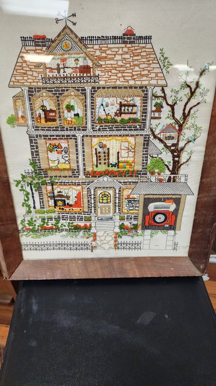 Vintage Needlepoint House