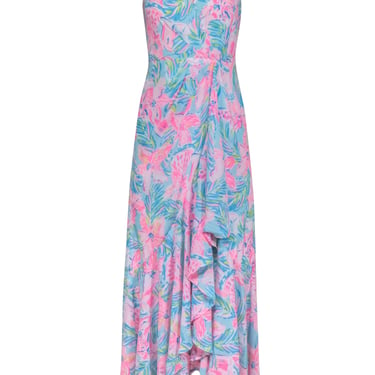 Lilly Pulitzer - Pink & Aqua Blue Print Sleeveless Maxi Dress Sz 00