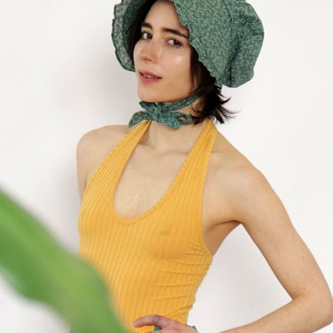 Grass Green Calico Cotton Bonnet