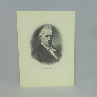 60s James Buchanan Portrait - Print Lithograph Poster - President of the United States - 8 3/4