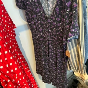 Black and purple floral dress “Caroline wells” L