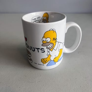 Vintage 1990 Simpsons Coffee Mug Homer Simpson I Love Donuts Matt Groening 