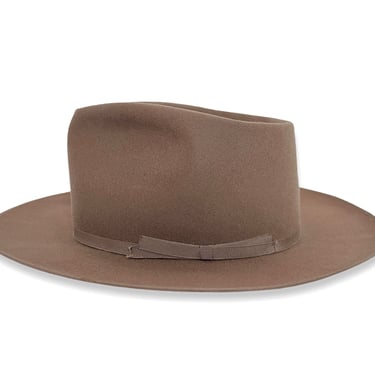 Vintage 1940s/1950s BORSALINO Thin Ribbon Fedora ~ size 7 1/8 ~ Open Road Clone ~ Cowboy Hat ~ Wide Brim / Bound Edge ~ 