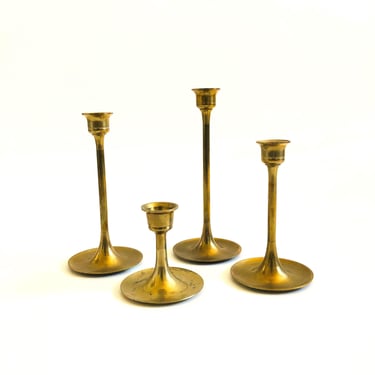 Graduated Brass Candlestick Holders - Set of 4 