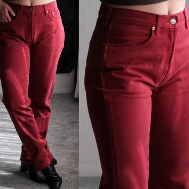 Vintage 90s LEVIS Deep Red Wash 501 "For Women" High Waisted Jeans Unworn New w/ Tags | Size 31x34 | DEADSTOCK | 1990s Levis Denim 