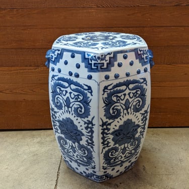 Ceramic Blue & White Side Table