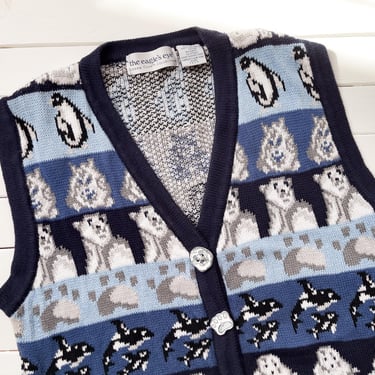 The Eagle's Eye sweater vest 90s vintage Sierra Club penguin polar bear orca sleeveless sweater 