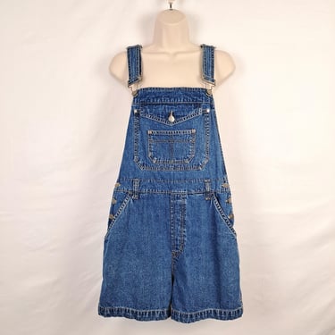 Vintage 90s Denim Shorts Overalls 