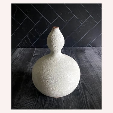 SHIPS NOW- Stoneware Bulb Vase in Crater White Lava Glaze by Sara Paloma Pottery - 9.5