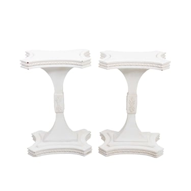 Pair of Hollywood Regency White Painted Tables