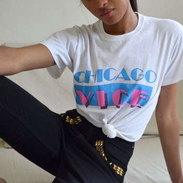 chicago vice 1980s white novelty tshirt 