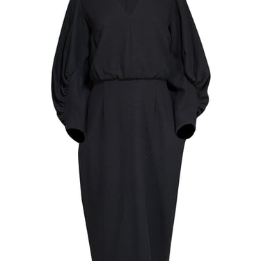 Lela Rose - Black Ruffle Sleeve Midi Dress Sz 6