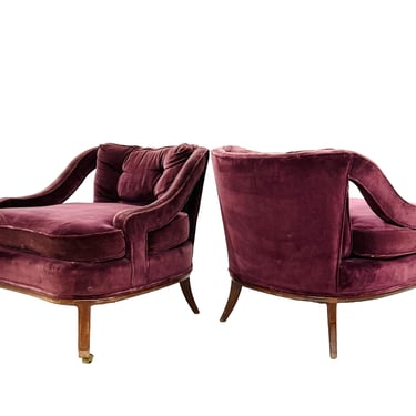 #1613 Pair of Velvet Cutout Armchairs