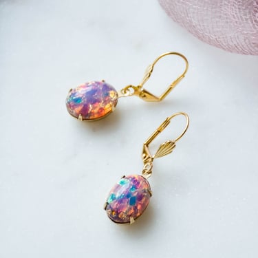 pink fire opal earrings, October birthstone jewelry, bridal bridesmaid wedding jewelry, Regency Art Deco dangle drop earrings, gift for her 