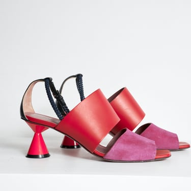 Red/Fuschia Leather Sandals