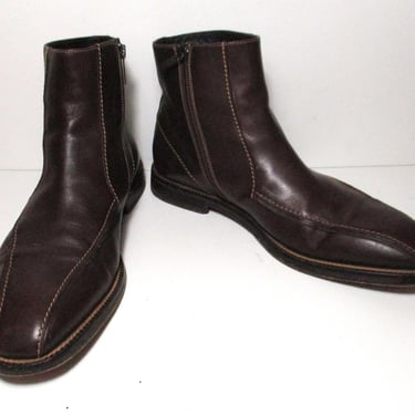 Mens Vintage Boots, Boss Hugo Boss Brown Leather Ankle Boots, size 9 men, Vintage Shoes 