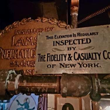 Antique Tin Fidelity & Casualty Cedar st NYC Elevator Inspector Plaque 