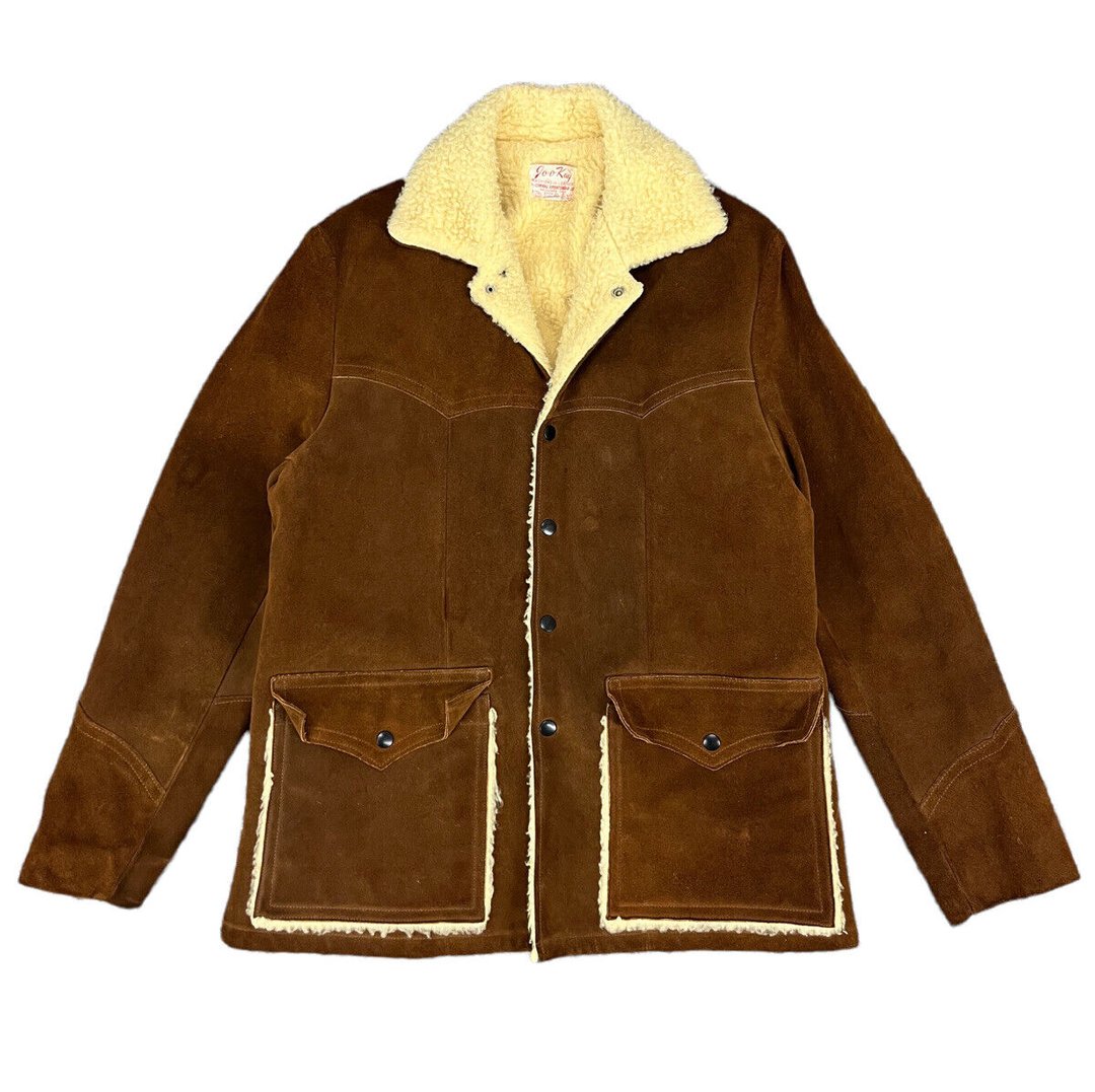 Vintage Joo Kay Suede Leather Jacket Size 40 Sherpa Lined Brown ...