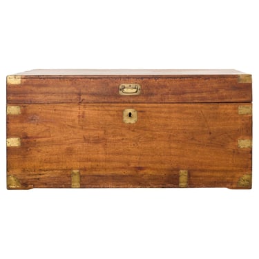 19th Century British Officer's Camphor Wood Brass Campaign Trunk